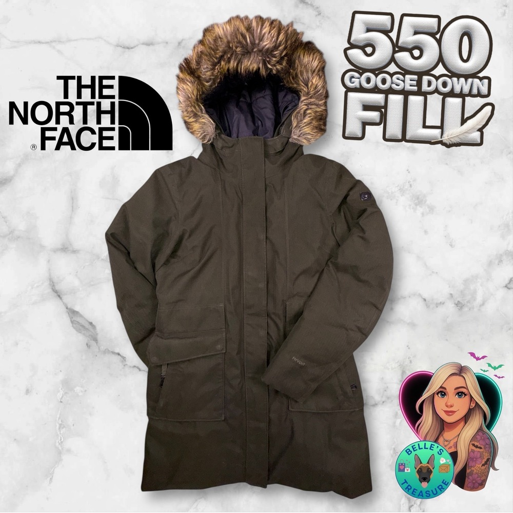 The North Face Winter Coat Women's Small Arctic ii Parka 550 Down Green Fur Hood